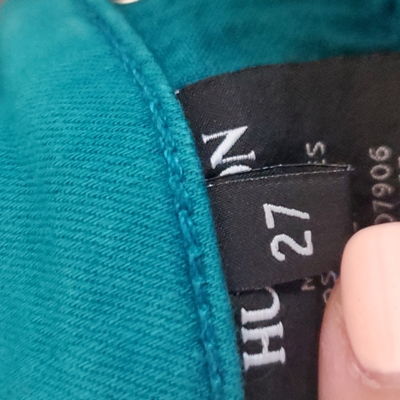 Hudson Nico Super Skinny Midrise Jeans in Teal Green. - Picture 5 of 10